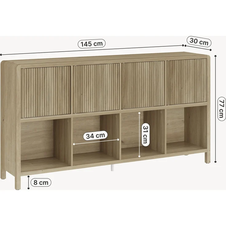 Sideboard Lukkodso 77x145x30 cm Eicheoptik, mittelhell [en. casa] – Bild 4