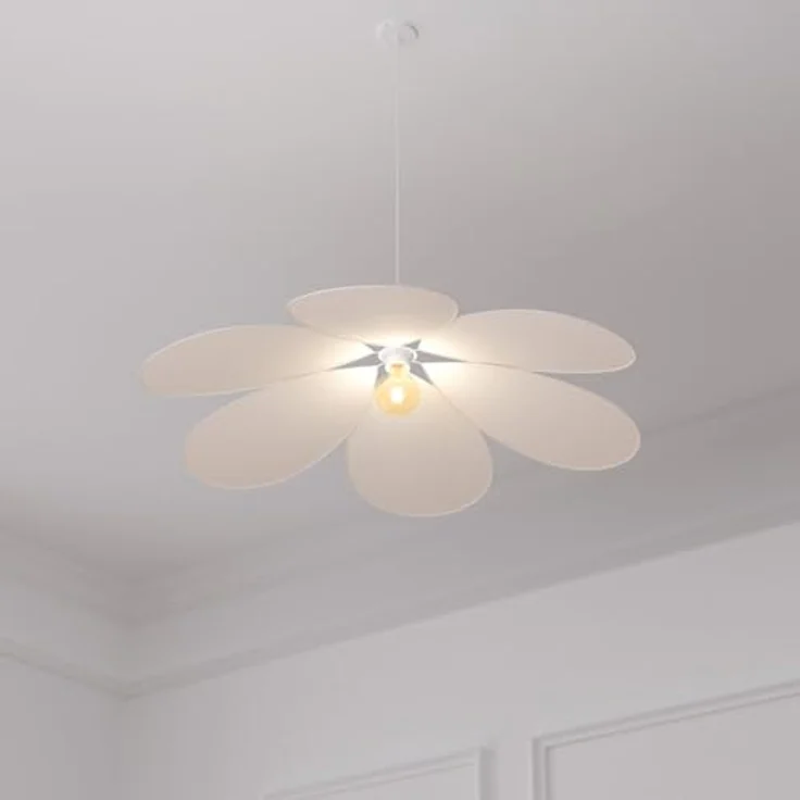 Atmosphera NAYA, Hängeleuchte mit blütenblätter Design, beige, 72 cm Durchmesser, hochwertige Materialien aus Leinen und Stahl – Bild 5