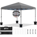 Sekey EIN Personen Setup Pavillon 3x3 Wasserdicht Stabil Winterfest, Pop Up Faltpavillon Camping, Faltbar Partyzelt Gartenzelt mit 4 Sandsäcke für Festival, Events, Picknicks, Grau