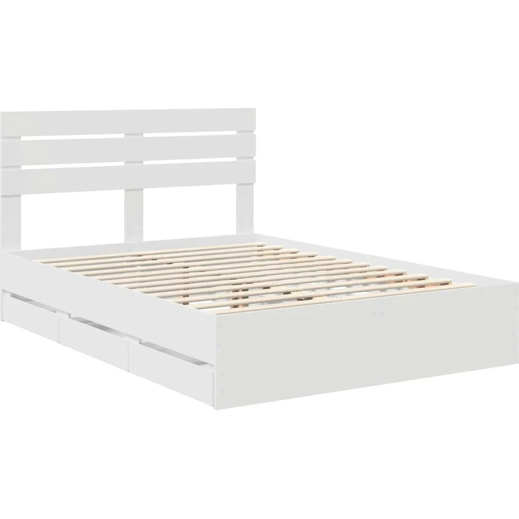 vidaXL Bettrahmen mit Schubladen Weiß 160x200 cm Ingenieurs Holz 3411489 – Bild 3