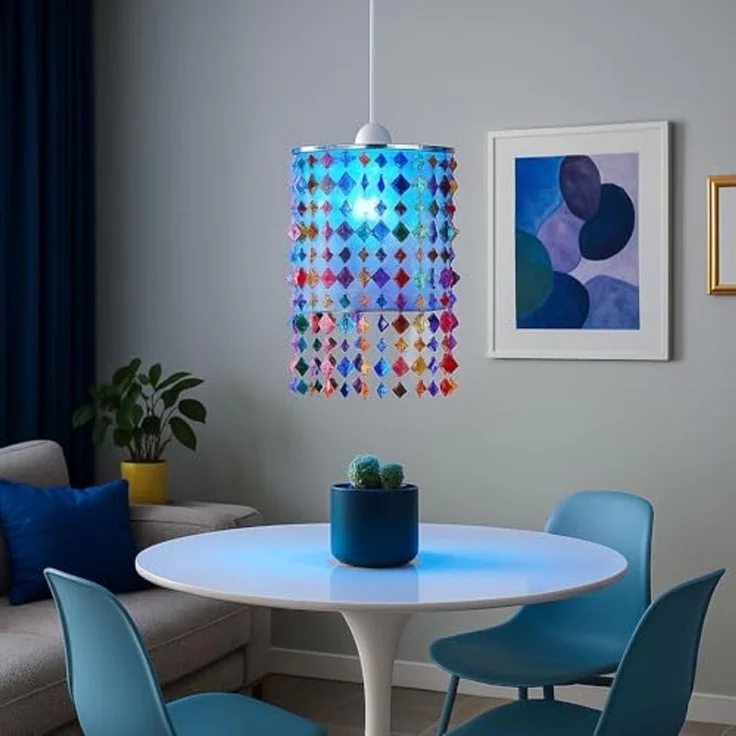 RGB LED Hängeleuchte, Kristalle bunt 22,5 cm – Bild 3