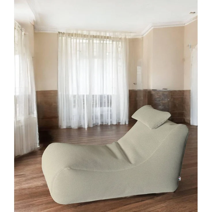 Talamo Italia - Pouf Abuli, Mehrzwecksessel, Sitzsack, Hockerhocker, Made in Italy, 70x120 h65 cm, Beige
