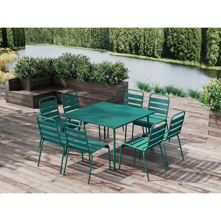 Vente-unique - Gartentisch quadratisch - L. 120 cm - Metall - Blau - MIRMANDE von MYLIA – Bild 2