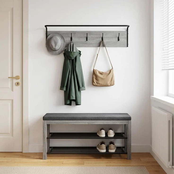 vidaXL Garderobenständer 100 x 30 x 25 cm Sonoma-Grau Holzwerkstoff 8014091 – Bild 1