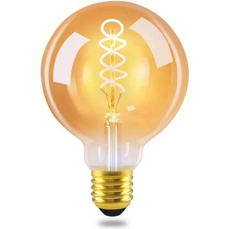Nettlife LED-Leuchtmittel E27 Glühbirne G95 Vintage 4W 2200K Edison Glühlampe Retro Filament, E27, 1 St, Warmweiss, für Haus Café Bar