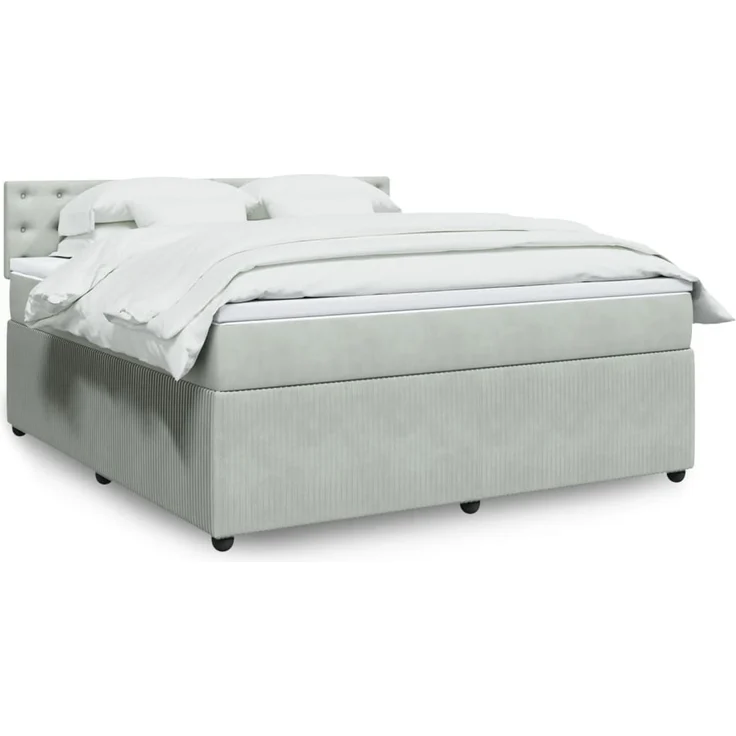 vidaXL Boxspringbett mit Matratze Hellgrau 180x200 cm Samt 3290118 – Bild 1