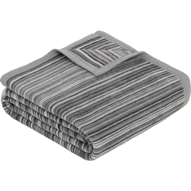 IBENA 'Malang' Wohndecke, mit filigranen Streifen, Jacquard, Grau, 150x200 cm – Bild 1