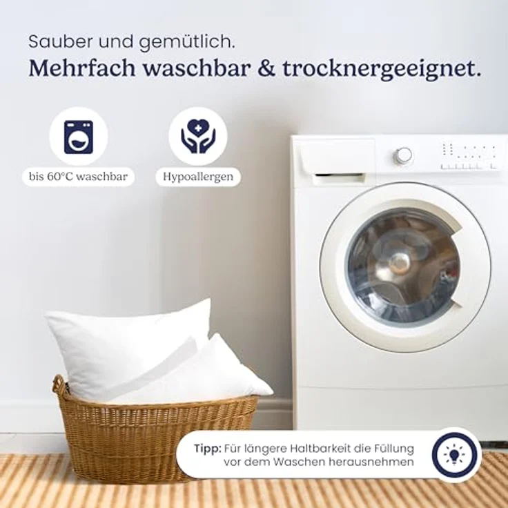 Gentle North Microfaserkissen 4er Set Kissen Basic - in vielen Größen - hoher Komfort, Füllung: 100% Polyester, Seitschläfer, Seitenschläfer, Rückenschläfer, Basic, 4-tlg, Reißverschluss für Füllung - individuell anpassbar - waschbar – Bild 6