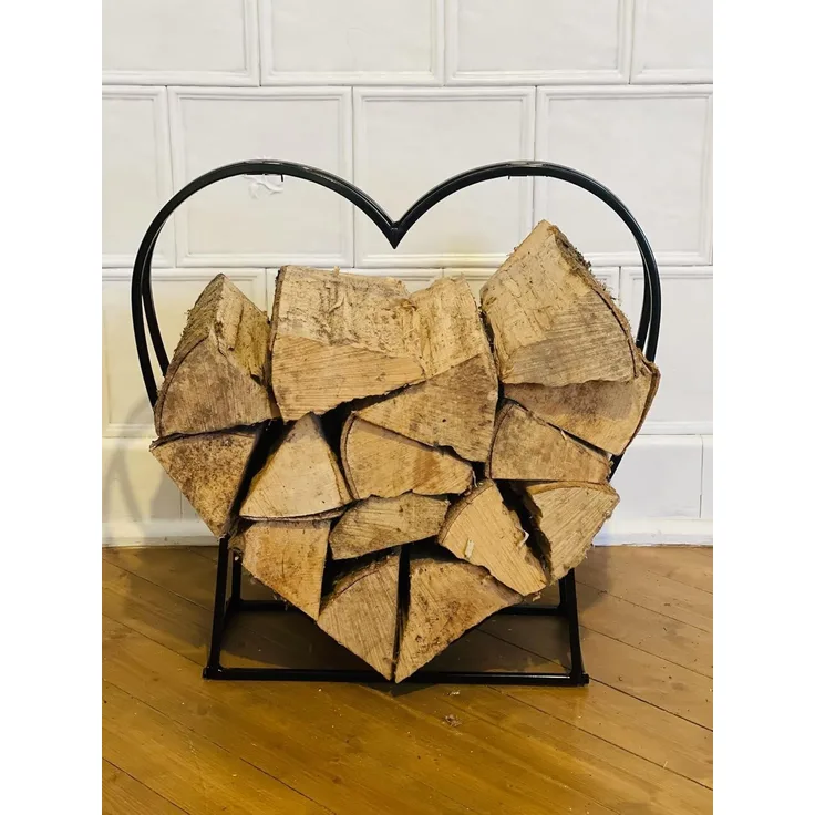 Dekoleidenschaft Kaminholzregal "Herz" aus Metall, Brennholzregal, Feuerholzregal, BxTxH:55x18x54 cm, (1-St), schwarz matt oder glänzend, Kaminholzständer, Feuerholzständer