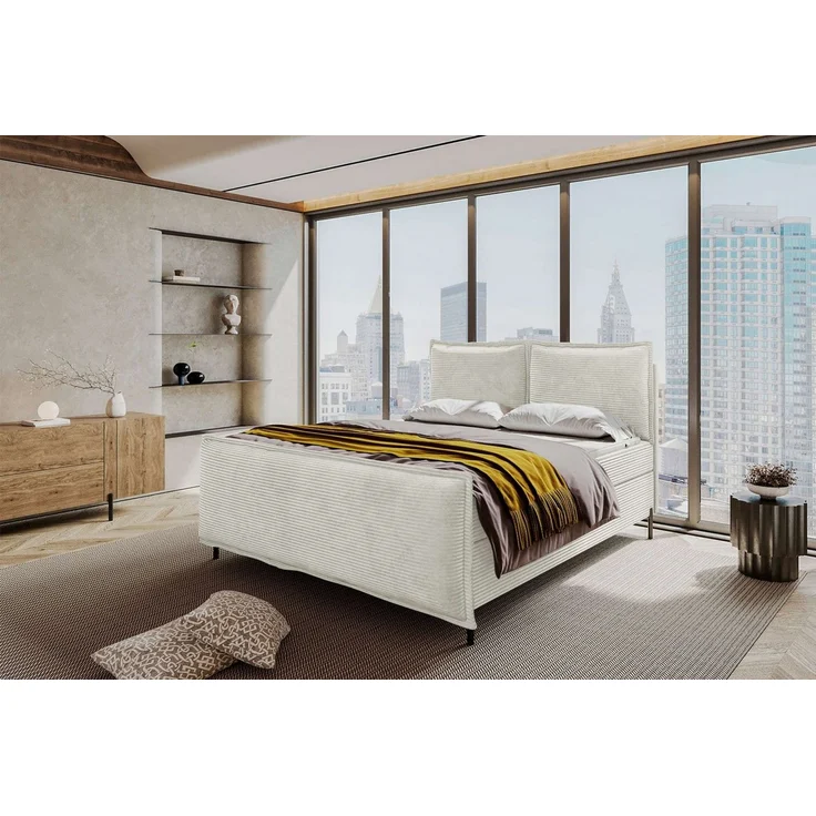99rooms Vero Plus Boxspringbett 140x200 cm Cordstoff POSO Greige – Bild 5