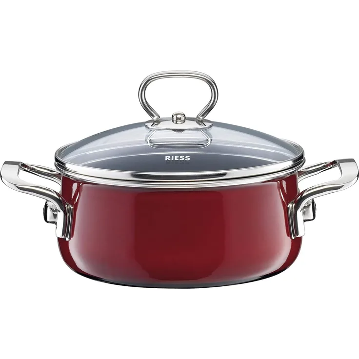 Riess rosso Topf 4 L Burgunderroter Emaille-Topf mit Deckel