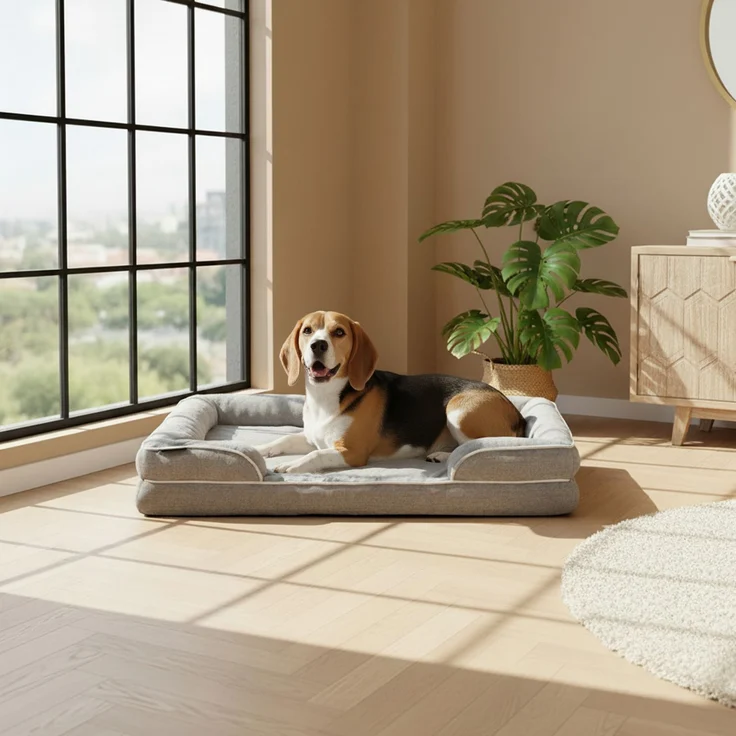 belviona Memoryfoam Hundebett orthopädisch, gelenkschonend & wasserabweisend mit abnehmbaren Bezug, 97x71x17 cm – Bild 1
