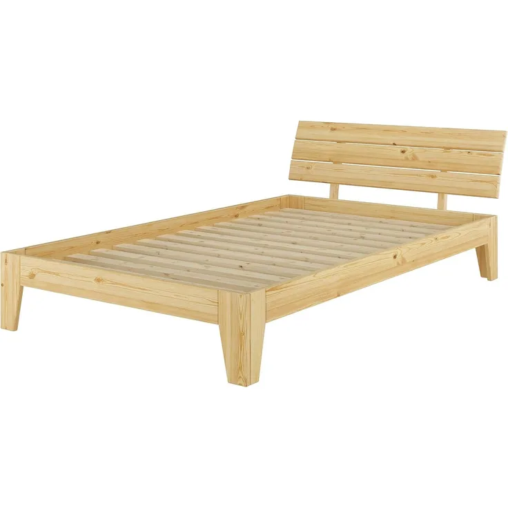 Erst-Holz Einzelbett Kieferbett natur Massivholz Futonbett 120x200 mit Rollrost 60. 62-12
