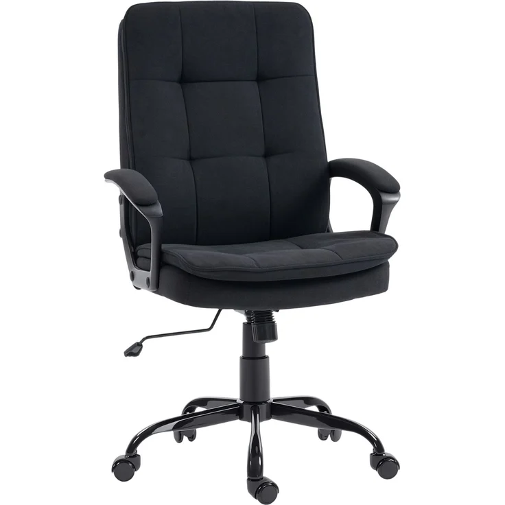 Ergonomischer Bürostuhl aus Stoff in Leinenoptik, 70.0×63.0×112.0cm, Schwarz, MELAYR – Bild 2