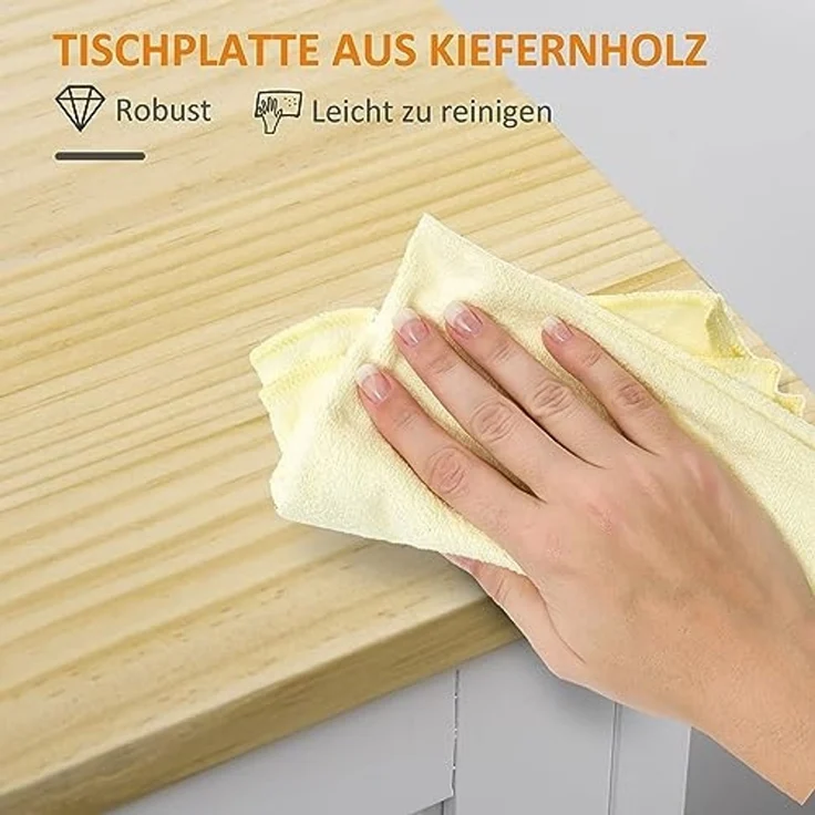 HOMCOM Servierwagen Küchenwagen mit Schubladen Arbeitsplatte, (Rollwagen, 1 St, Küchenrollwagen), Weiß, 67 x 37 x 87 cm – Bild 5