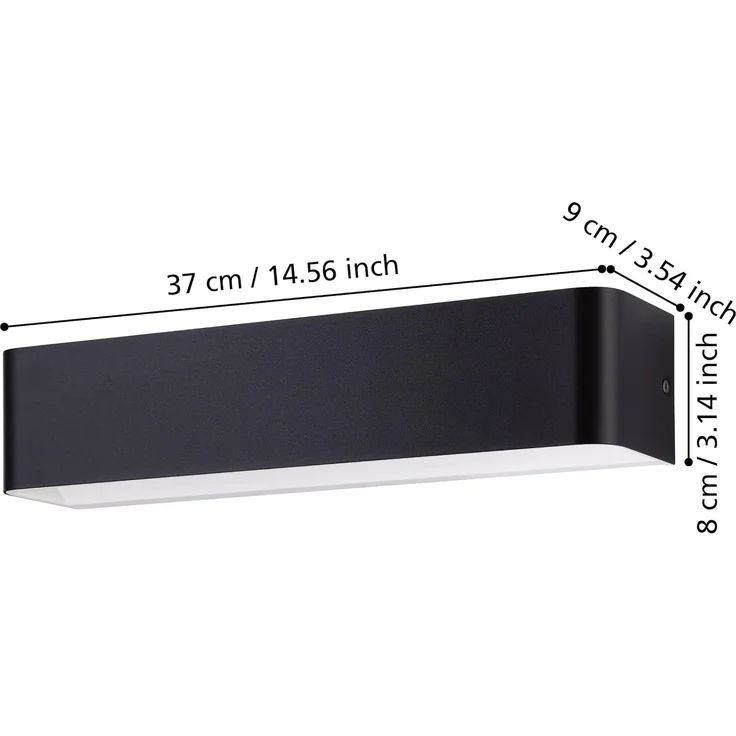 EGLO LED Wandleuchte Sania 4 - Modernes Up & Down Licht für Flur und Wohnzimmer, Aluminium Schwarz-Weiß, Warmweiß, 12W, 1400 Lumen, 36,5 x 8 cm, indirekte Beleuchtung – Bild 4