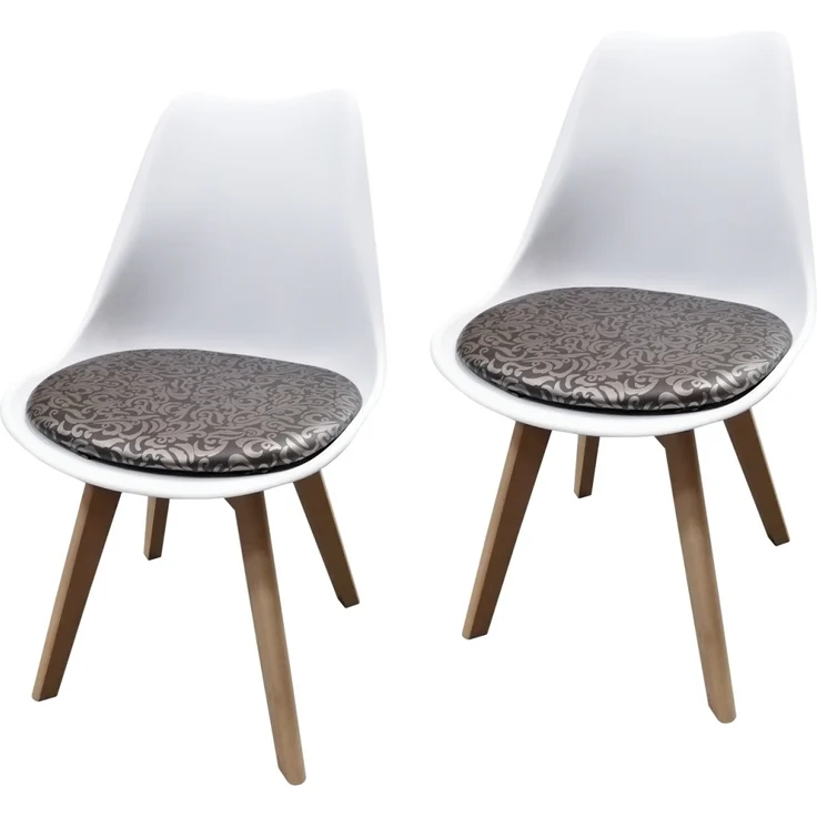 HTI-Living Atlanta Braun mit Ornament Esszimmerstuhl 2er Set Weiß mit Kunstle... – Bild 1