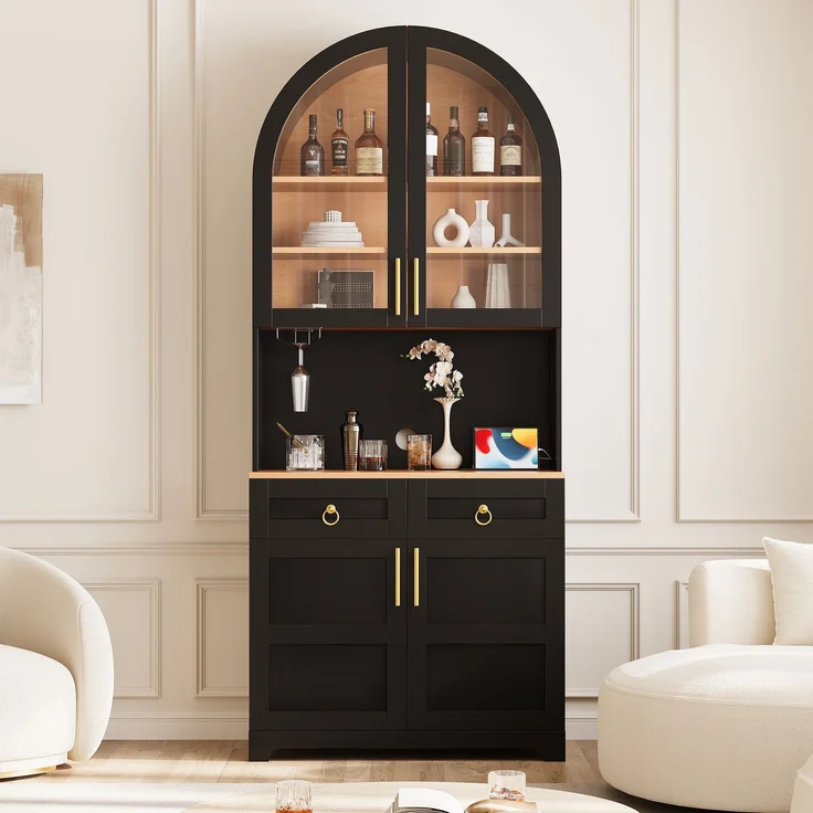 Vitrine 80 x 40 x 180 cm aus MDF und Spanplatte, mit Glasfront, Arbeitsfläche und LED-Beleuchtung – Bild 3
