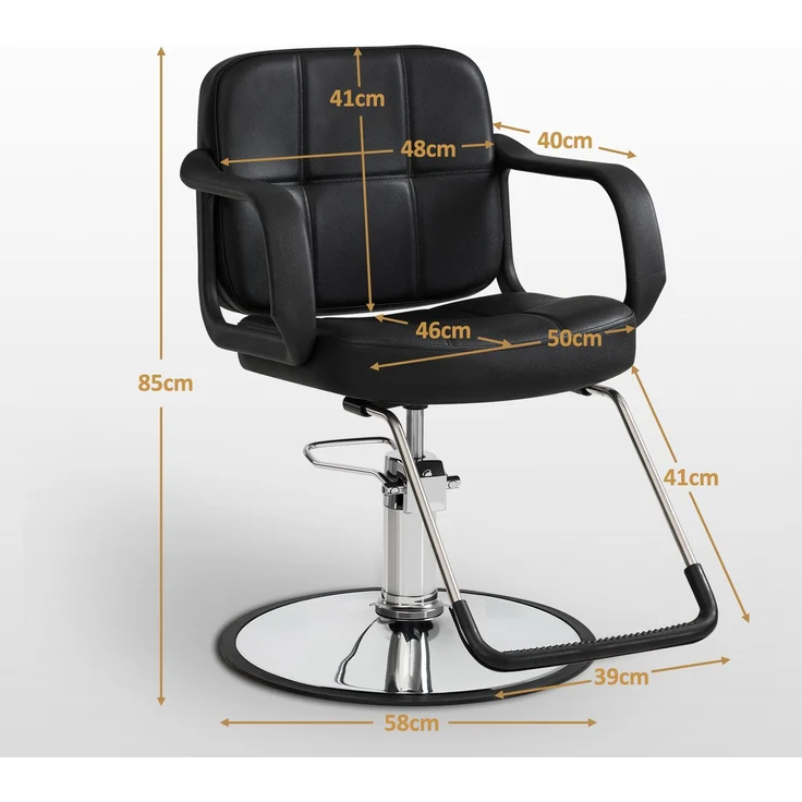 BarberPub Friseurstuhl, Friseursessel, Friseureinrichtung mit Hydraulikpumpe 360° Drehbar, Bedienungsstuhl Höhenverstellbar, Barber Stuhl Friseurstühle Kunstleder, 2043 (Schwarz) – Bild 3