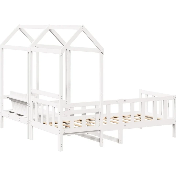 vidaXL Tagesbett und Bank mit Dach Weiß 80x200 cm Kiefernholz 3282219 – Bild 8