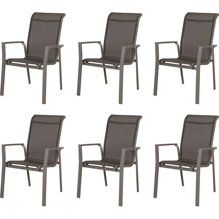 Gardissimo WINDSOR 6x Alu-Stapelsessel Gartensessel silber / mixed-silber