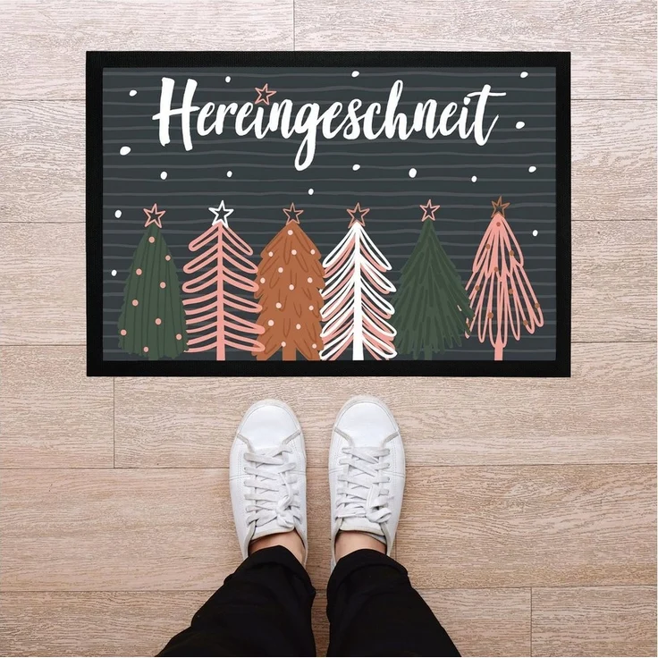 MoonWorks Fußmatte Fußmatte Weihnachten Winter Motiv Hereingeschneit Schneeflocken, rechteckig – Bild 2