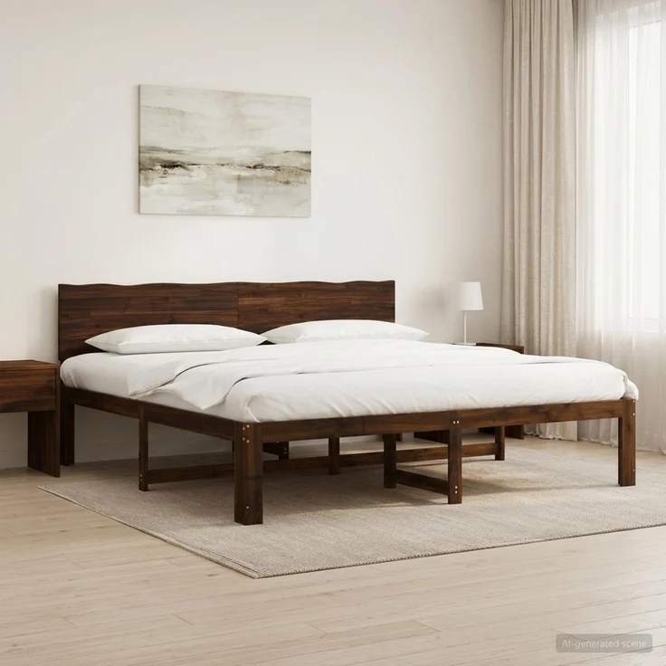 vidaXL Doppelbettgestell mit Kopfteil ROSTOCK Dunkelbraun 180 x 200 cm 3405455 – Bild 1
