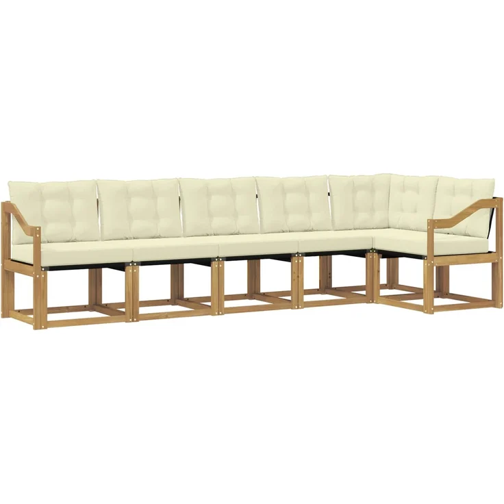 vidaXL Outdoor-Sofagarnitur 6 stk. 6-Sitzer Weiß und Creme 3389532 – Bild 2