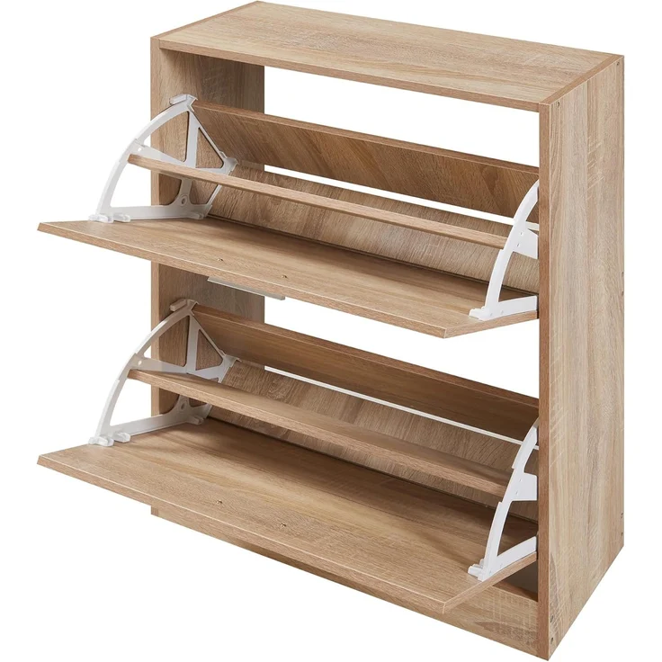 Schuhschrank Sykkylven 81x63x24 cm mit 2 Klappen Sonoma-Eiche [en. casa] – Bild 5