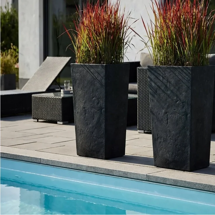 Pflanzwerk® Pflanzkübel CONIC Premium Blumenkübel Pflanzsäule Fiberglas mit Lotus-Effekt, Fiberglas - Handgefertigt - Rechteckig - Frostbeständig – Bild 2