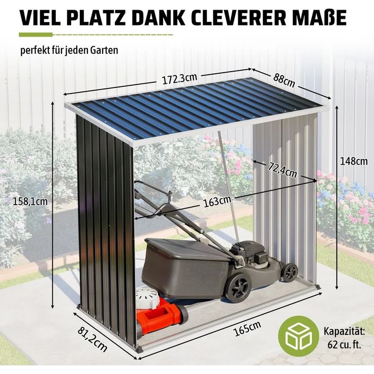 ZUBALIYA wetterfest / Brennholzunterstand aus verzinktem Stahl, mit 4 Expansionsschrauben und 2 Paar Handschuhe, Schwarz – Bild 2