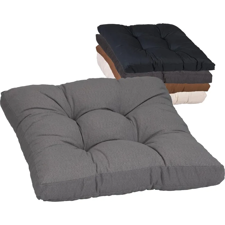 Beo Sitzkissen 50x50 cm wasserabweisend für Lounge Gartenmöbel | Made in EU Lounge-Kissen Grau | Stuhlkissen mit hoher Lichtechtigkeit - UV-Ausbleichschutz | Öko-Tex geprüft schadstofffrei