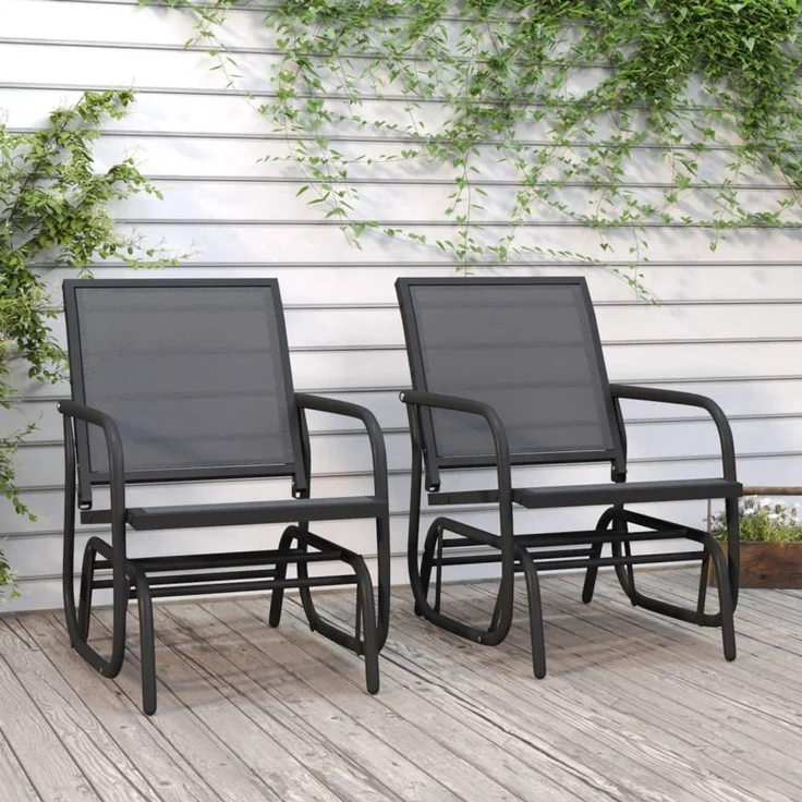 vidaXL Garten-Schaukelstühle 2 Stk. Schwarz 61x76x87cm Textilene Stahl 362712 – Bild 1