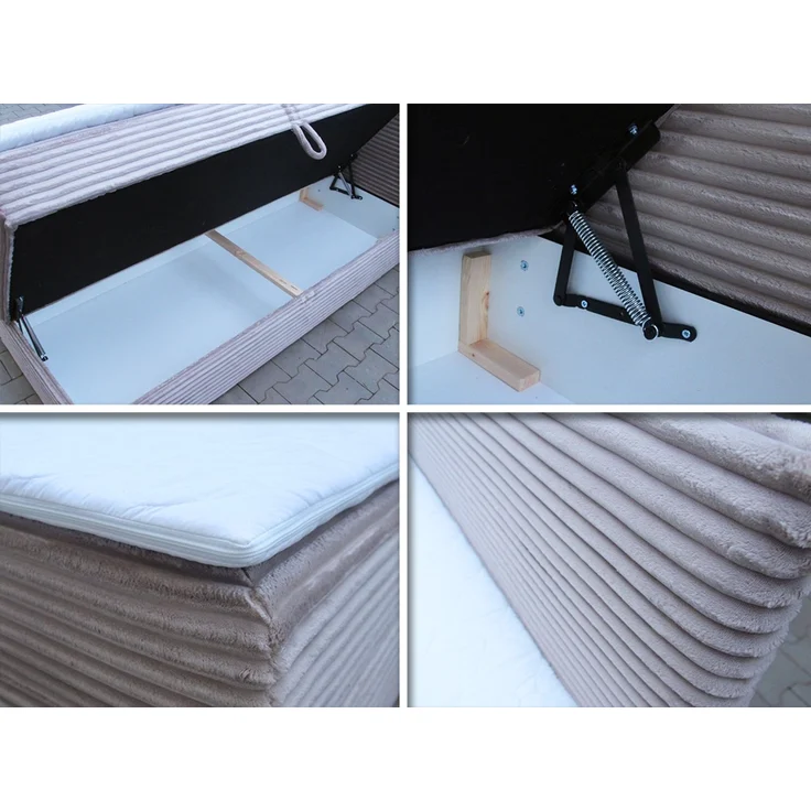 Boxspringbett Mollo mit 2 Bettkästen, Doppelbett mit Bonell-Matratze und Topper, Polsterbett in weichem Cordstoff, Bett, Bettgestell für Schlafzimmer (Grau (Tilia 86), 180 x 200 cm) – Bild 5
