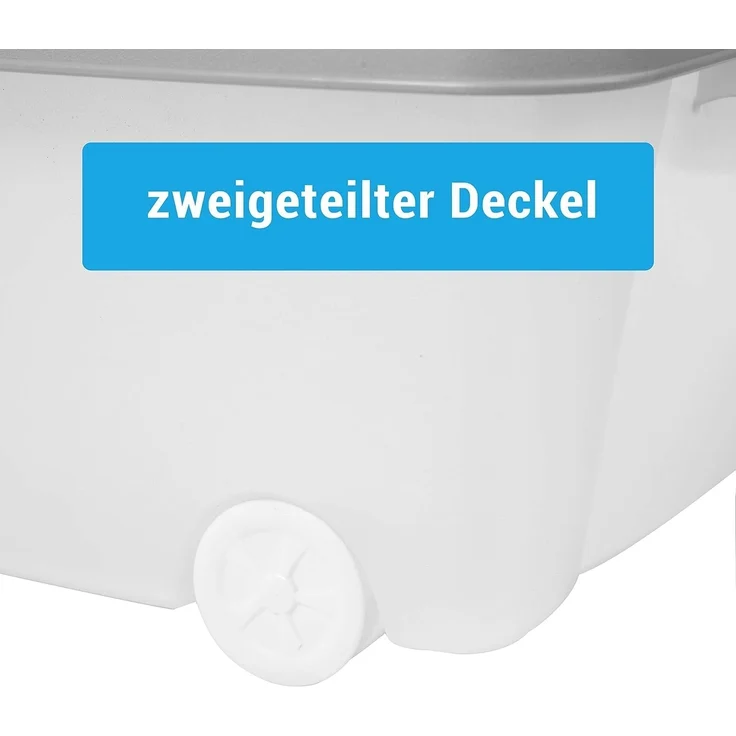 Centi Aufbewahrungsbox Flache Unterbettbox mit Rollen und Deckel, transparent (3er-Set) – Bild 5