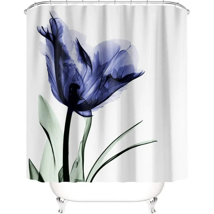 M&W DAS DESIGN Duschvorhang 180x200 Shower curtains Anti schimmel Waschbar lila Tulpen – Bild 3