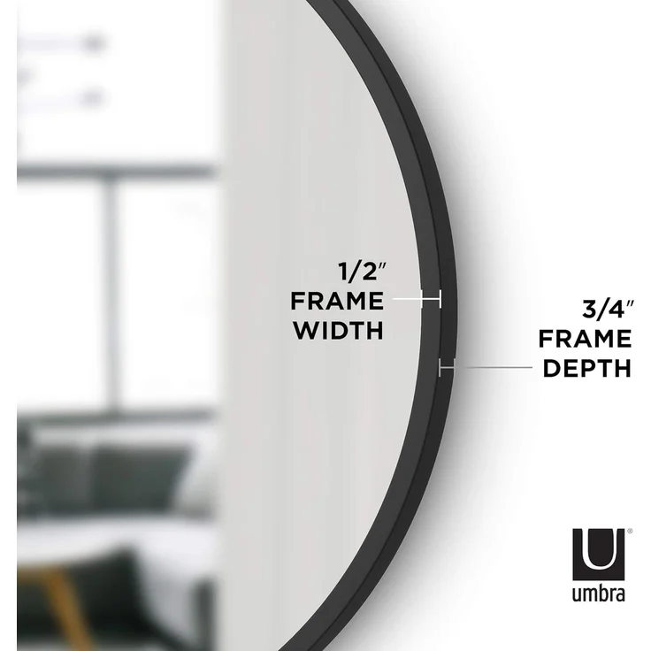 Umbra Hub Wandspiegel, Flurspiegel, Spiegel, Schminkspiegel, Kosmetikspiegel, Schwarz, Oval, 61x46 cm, 1013765-040 – Bild 6