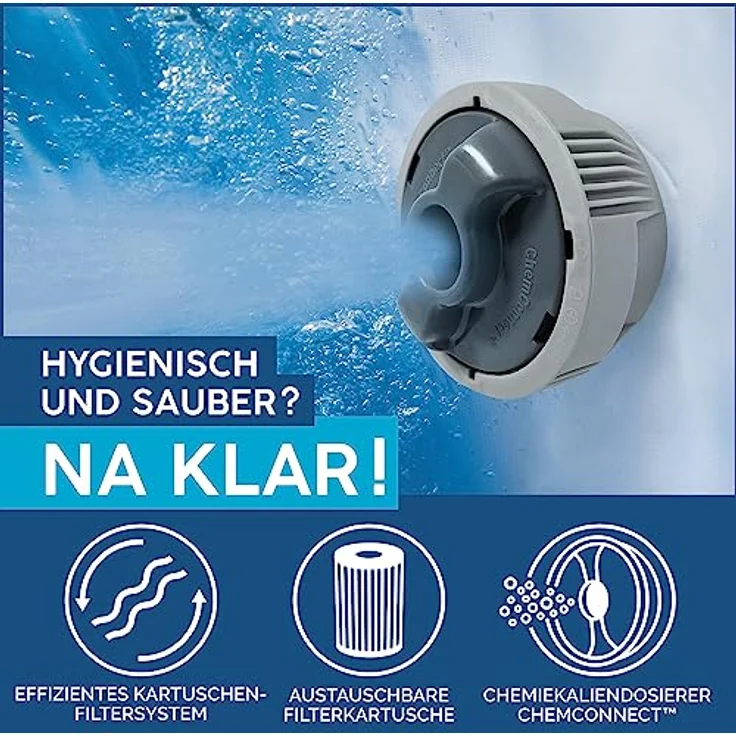 Bestway LAY-Z-SPA XXL WLAN-Whirlpool Mauritius AirJet, oval 270 x 180 x 71 cm, für bis zu 7 Personen, Holz-Optik, mit App-Steuerung und 180 AirJet-Düsen – Bild 6