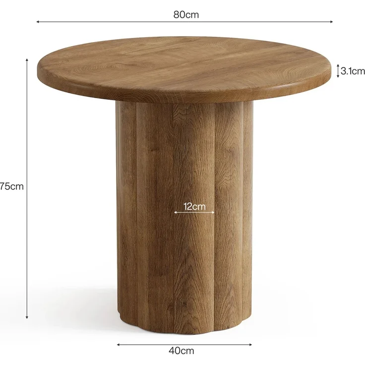Runder Konferenztisch aus MDF, 80x80x75,5 cm, 3 cm Tischplatte, Braun – Bild 3