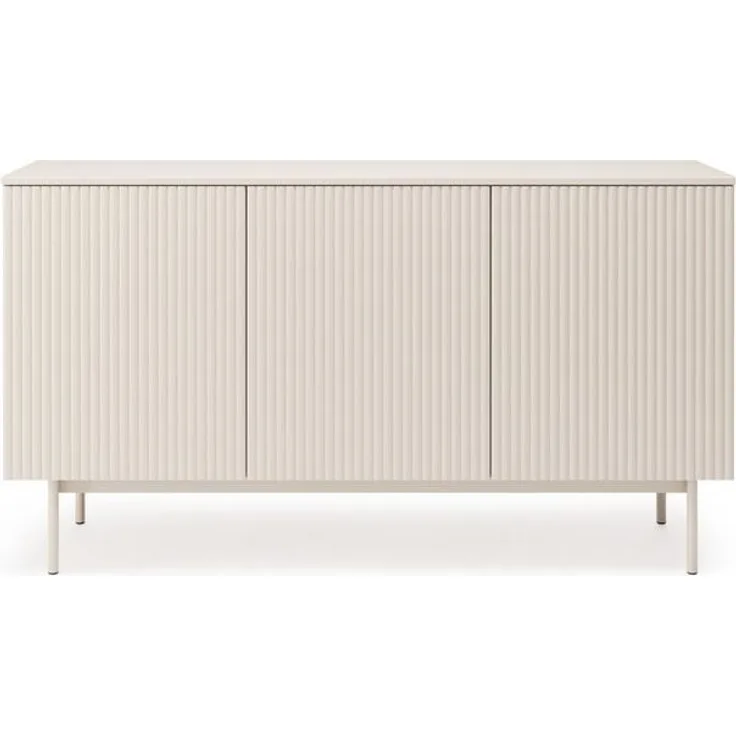 Beautysofa Kommode Soft, Rillenfronten mit Push-to-Open (mit 3 Türen mit Einlegeböden, In der trendigen Farbe Kaschmir), Breite: 150 cm