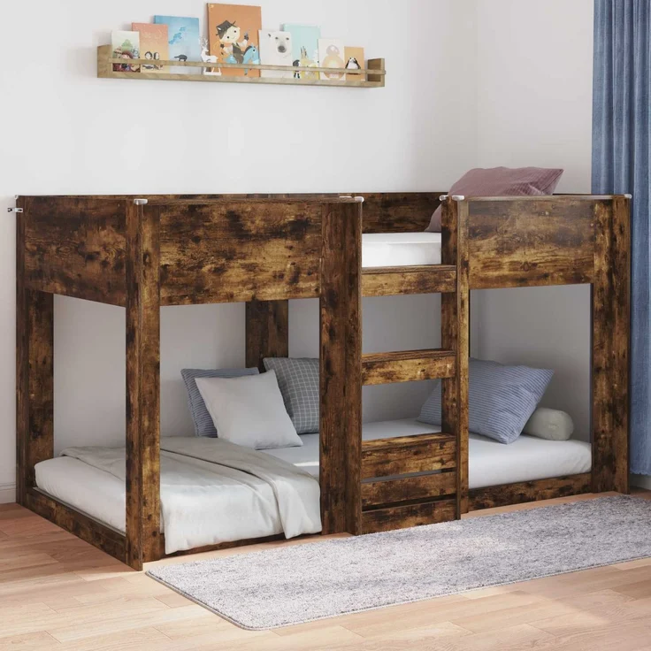 vidaXL Bodenbettrahmen, Holz Eiche Braun, 76,5x200 cm – Bild 4