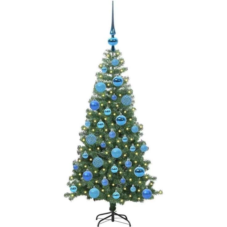 vidaXL Weihnachtsbaum mit LED-Beleuchtung Grün 120 cm PVC und Stahl 3396365 – Bild 3