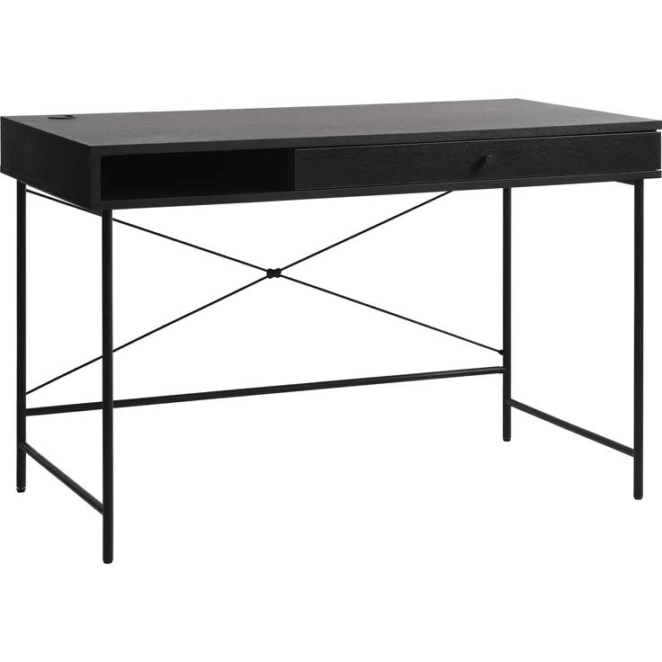 Schreibtisch >PENSACOLA< (B/H/T: 120x76x60 cm) in schwarz - 120x76x60 (BxHxT)