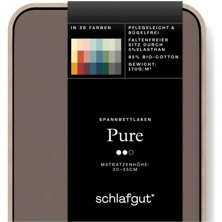 Schlafgut 'Pure' Spannbettlaken, Gummizug: rundum, für Matratzen bis 30cm Höhe, Bio-Baumwolle mit Elasthan, Sand Deep, S 90x190 cm - 100x220 cm – Bild 3