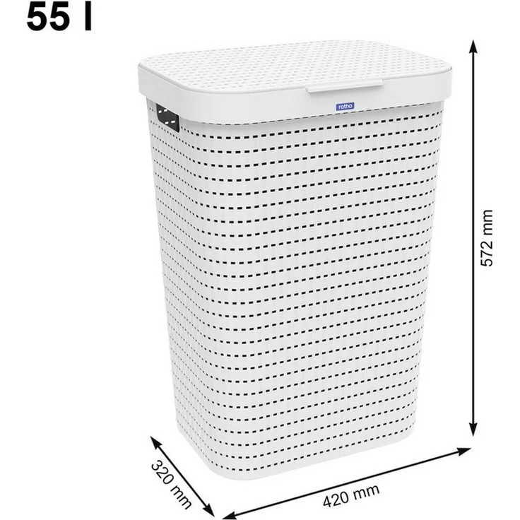 ROTHO Wäschekorb Country Set 2tlg. bestehend aus Korb 40l und Sammler 55l mit Deckel (Wäscheset, Set 2-tlg), Wäsche einfach organisieren – langlebig, leicht & platzsparend – Bild 3