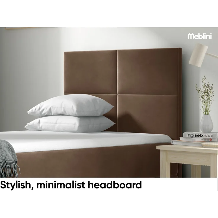 MEBLINI Kinderbett mit Bettkasten MINO 3 90x200 Links – H3/Braun Samt Gepolstert Einzelbett mit Matratze - Polsterbett mit Stauraum - Bett mit Kopfteil – Stauraumbett – Bild 3