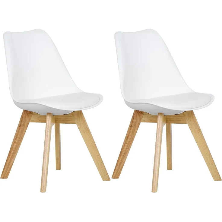 WOLTU BH29ws-2 2 x Esszimmerstühle 2er Set Esszimmerstuhl Design Stuhl Küchenstuhl Holz, Weiß