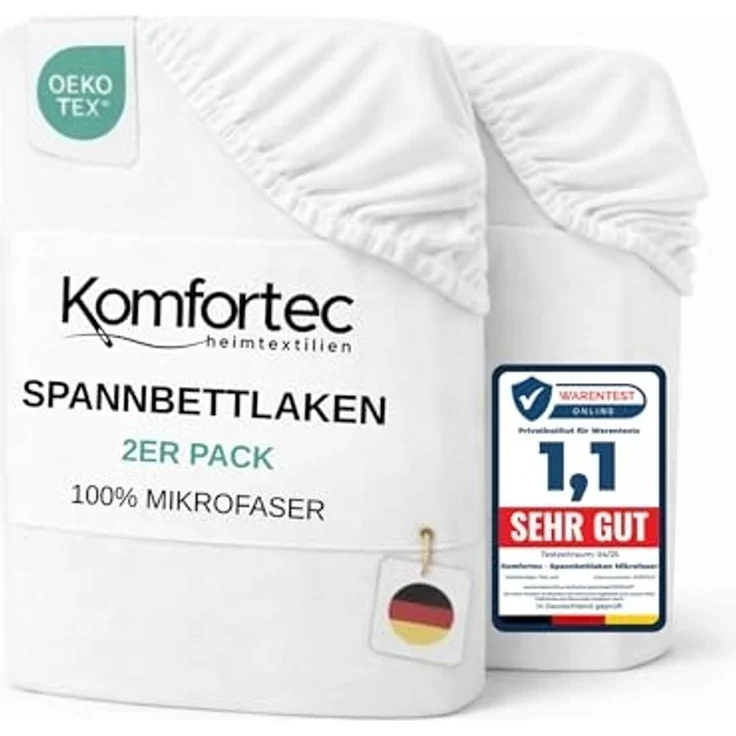 Komfortec Spannbettlaken Boxspringbett bis 15cm - 30cm Matratzenhöhe, Mikrofaser, Gummizug: Rundum, (2 Stück) – Bild 1
