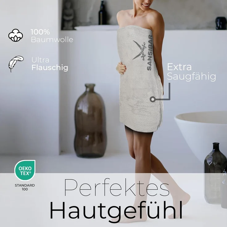Sansibar Sylt Duschtuch Badetuch Saunatuch Frottier-Serie "Doubleface“, 80x150 cm, (1-St), mit hochwertig gewebtem Sansibar Logo – Bild 2