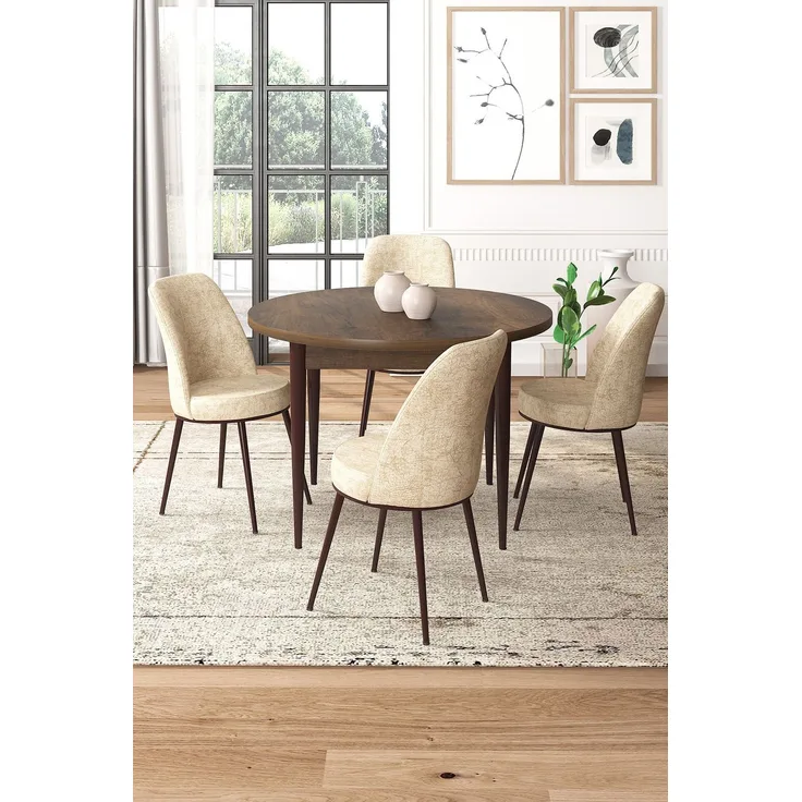 Skye Decor 'Tor - Baroque, Cream' Essgruppe (5-teilig), Barock / Creme, 90 x 75 x 90 cm